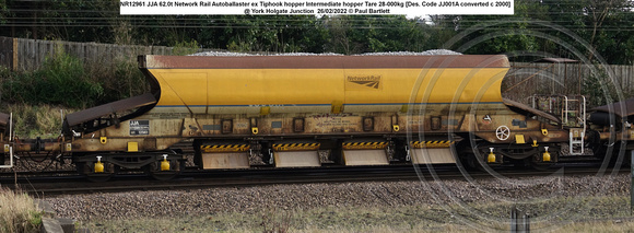 NR12961 JJA Network Rail Autoballaster ex Tiphook hopper Intermediate hopper [Des. Code JJ001A converted c 2000]  @ York Holgate Junction 2022-02-26 © Paul Bartlett w