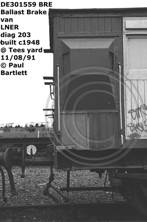 DE301559 Ballast Brake van at Tees Yard 91-08-11 lt end