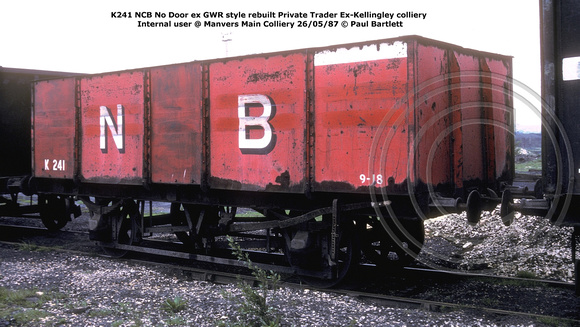 K241 NCB ex Private Trader GWR style Internal user @ Manvers Main Colliery 87-05-26 © Paul Bartlett [1w]