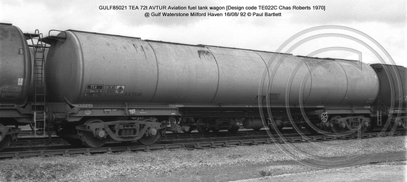 GULF85021 TEA AVTUR Aviation fuel tank wagon @ Gulf Waterstone Milford Haven 92-08-16 � Paul Bartlett w
