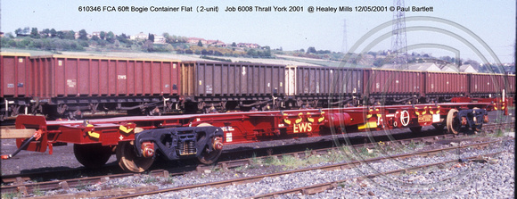 610346 FCA 60ft Bogie Container Flat (2-unit) @ Healey Mills 2001-05-12 © Paul Bartlett w