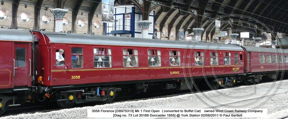 3058 Florence [DB975313] Mk 1 1st Open West Coast @ York Station 2011-08-02 � Paul Bartlett [4w]