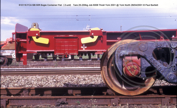 610116 FCA 60ft Bogie Container Flat (2-unit) @ York North 2001-04-28 © Paul Bartlett [2w]