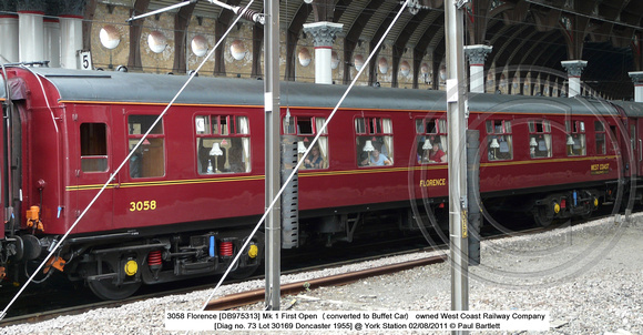 3058 Florence [DB975313] Mk 1 1st Open West Coast @ York Station 2011-08-02 � Paul Bartlett [2w]