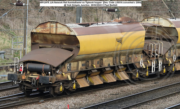NR12978 JJA Network Rail Autoballaster ex Tiphook hopper [Des. Code JJ001A converted c 2000]  @ York Holgate Junction 2022-02-26 © Paul Bartlett w