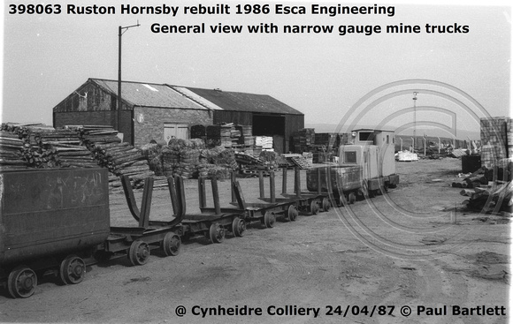 398063 RH narrow gauge 87-04-24 Cynheidre Colliery © Paul Bartlett [2w]