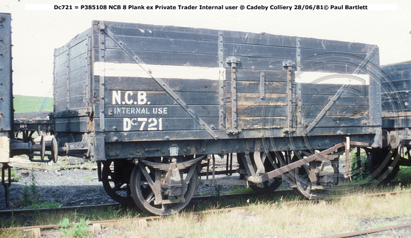 Dc721 = P385108 NCB ex Private Trader Internal user @ Cadeby Colliery 81-06-28 © Paul Bartlett W