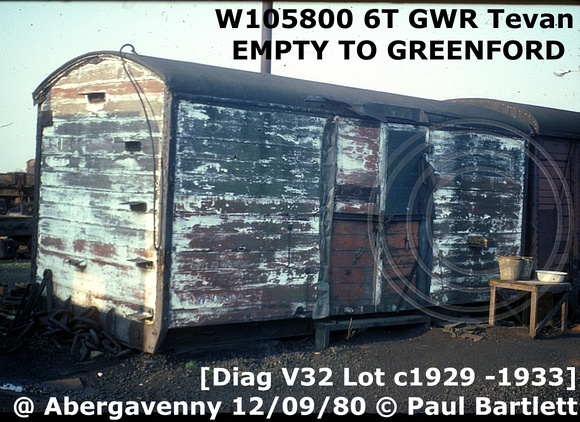 W105800 GWR Tevan body @ Abergavenny 80-09-12