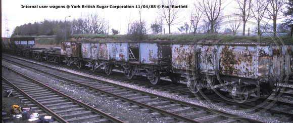 Internal user wagons @ York BSC 88-04-11 © Paul Bartlett w