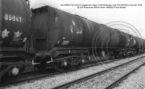 GULF85043 TEA Class B lagged tank wagon ALBION @ Gulf Waterstone Milford Haven 92-08-16 � Paul Bartlett w