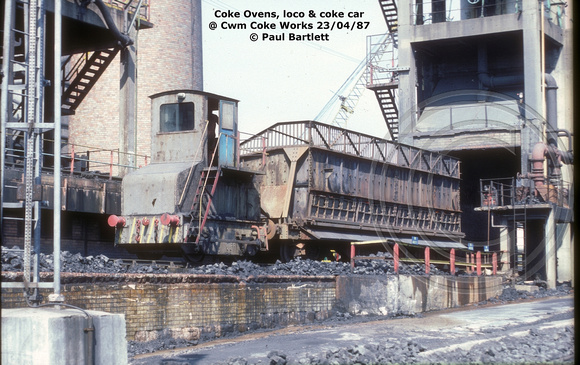 loco & coke car @ Cwm Coke Works 87-04-23 © Paul Bartlett w