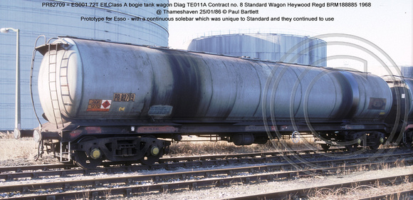 PR82709 Esso prototype ES001 Petroleum bogie tank wagon @ Thameshaven 86-01-25 � Paul Bartlett w