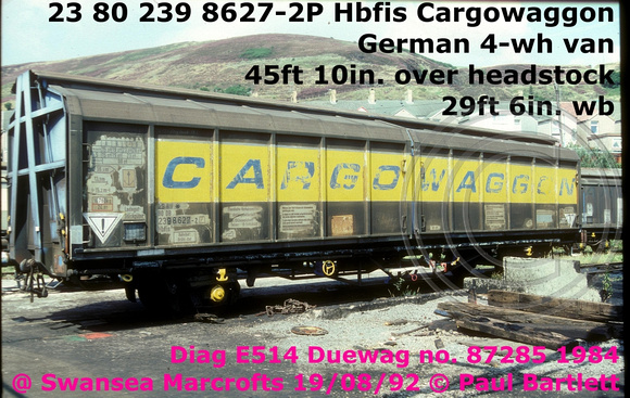 23 80 239 8627-2P Hbfis Cargowaggon