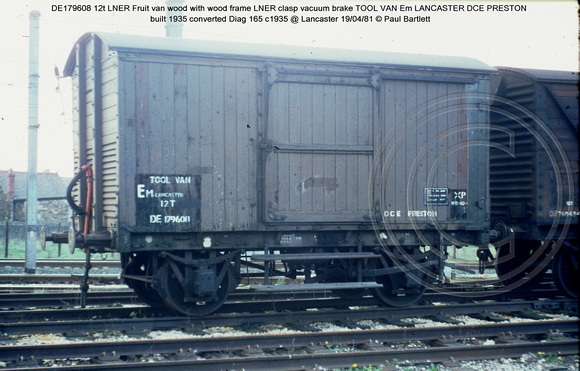 DE179608 12t LNER Fruit van Diag 165 converted c1935 @ Lancaster 82-04-19 � Paul Bartlett w