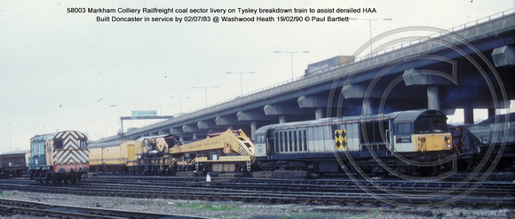 58003 Markham Colliery breakdown train @ Washwood Heath 90-02-19 � Paul Bartlett