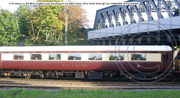 3174 Glamis ex BR Mk2d open firs t VSOE North @ York 2005-09-24 � Paul Bartlett w