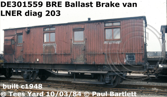DE301559 Ballast Brake van at Tees Yard 84-03-10 [5]