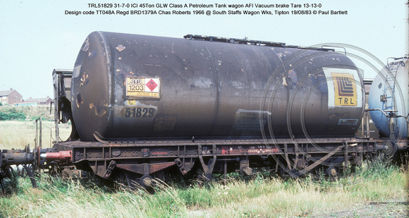 TRL51829 Class A Petroleum @ South Staffs Wagon Wks, Tipton 83-08-19 � Paul Bartlett w