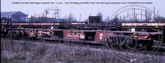 610368 FCA 60ft Bogie Container Flat (2-unit) @ Scunthorpe Corus 2003-04-12 © Paul Bartlett w