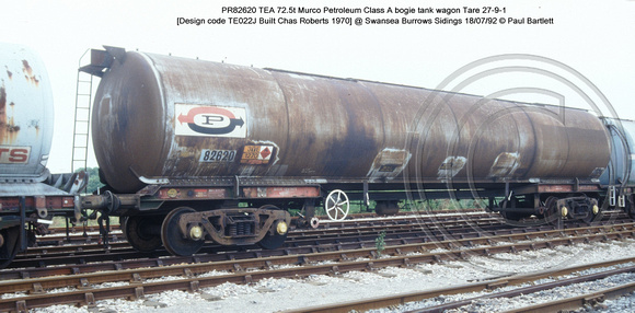 PR82620 TEA Petroleum bogie tank wagon @ Swansea Burrows Sidings 92-07-18 � Paul Bartlett w