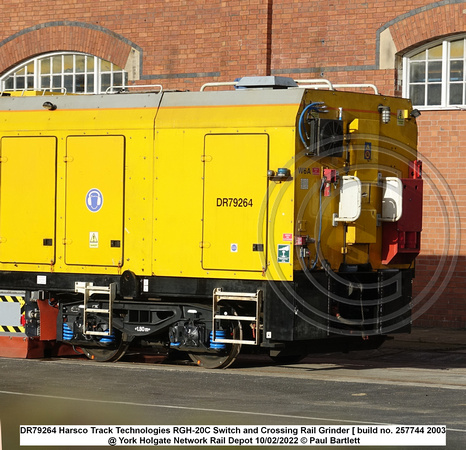 DR79264 Harsco Track Technologies RGH-20C Switch and Crossing Rail Grinder [ build no. 257744 2003] @ York Holgate Network Rail Depot 2022-02-10 © Paul Bartlett [5w]
