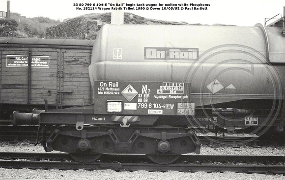 33 80 799 6 104-5 On Rail molten white Phosphorus @ Dover 92-05-10 © Paul Bartlett [5w]