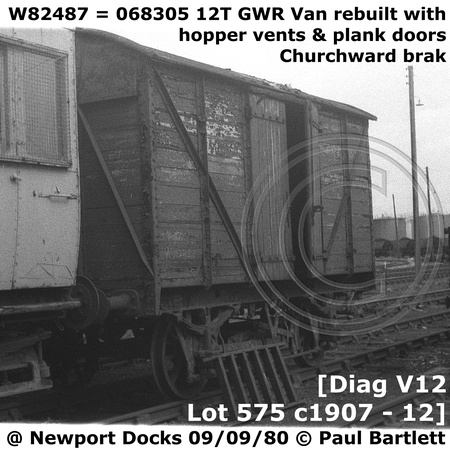 W82487 = 068305 GWR van @ Newport Dock 80-09-09