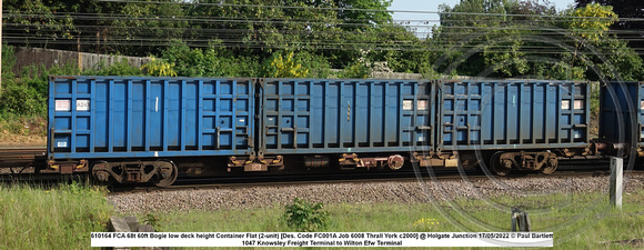 610164 FCA 68t 60ft Bogie low deck height Container Flat (2-unit) [Des. Code FC001A Job 6008 Thrall York c2000] @ Holgate Junction 2022 05-17 © Paul Bartlett w