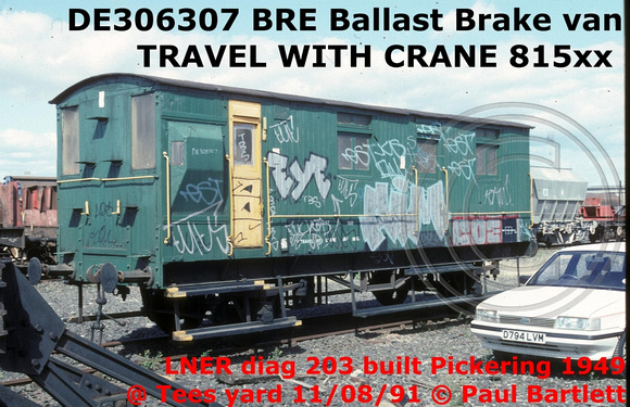 DE306307 Ballast Brake van at Tees Yard 91-08-11