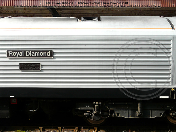 67029 Royal Diamond DB Schenker Company Train converted 2004 Alstom, Spain 2000 @ York Station 2016-09-07 © Paul Bartlett [11w]