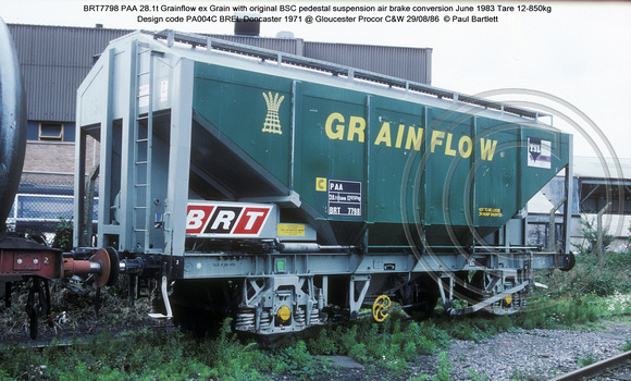BRT7798 PAA TSL Grainflow ex Grain @ Gloucester Procor C&W 86-08-29 � Paul Bartlett w