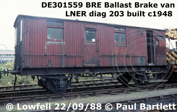DE301559 Ballast Brake van at Low Fell 88-09-22 [3]