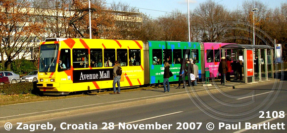 2108   tram @ Zagreb Croatia 2007-11-28
