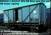 E87616 = 041317 ex  Express Parcels ex Blue spot fish van @ Norwich 83-09-22
