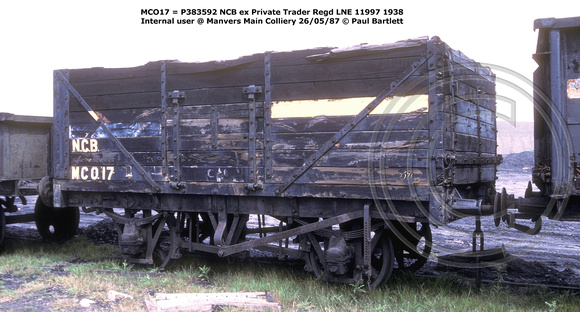 MCO17 = P383592 NCB ex Private Trader Internal user @ Manvers Main Colliery 87-05-26 © Paul Bartlett W