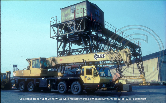 Coles Road crane 465 M DH 45  WRA840S & rail gantry crane @ Wednesbury terminal 83-08-19 © Paul Bartlett