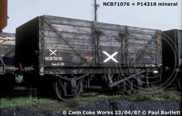 NCB71076 P14318 Cwm coke works internal user mineral wagons