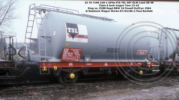 23 70 7190 218-1 STS TSL @ Radstock Wagon Works 86-04-07 © Paul Bartlett w