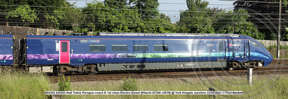 802303 835303 Hull Trains Paragon coach E 1st class Electro-Diesel [Hitachi AT300 c2019] @ York Holgate Junction 2021-06-23 © Paul Bartlett w