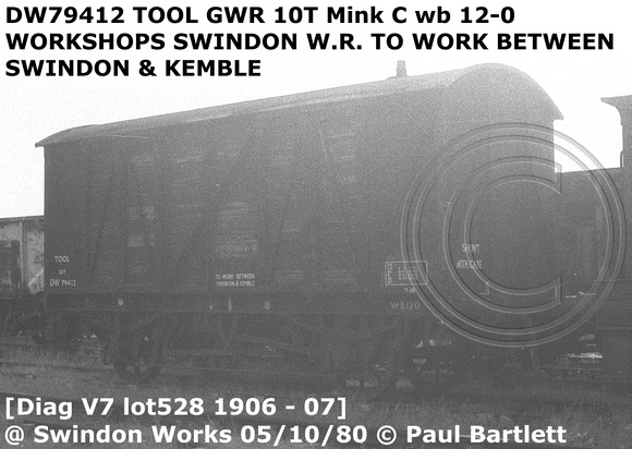 DW79412 ex MINK C Workshop @ Swindon Wks 80-10-05 © Paul Bartlett
