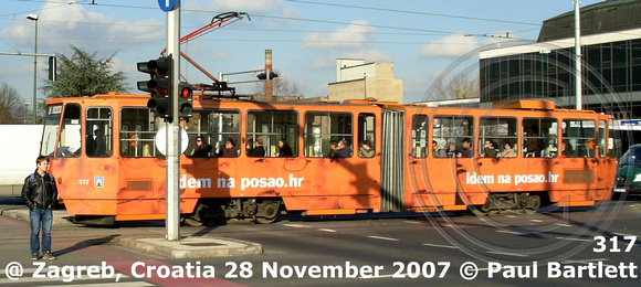 317  tram @ Zagreb Croatia 2007-11-28