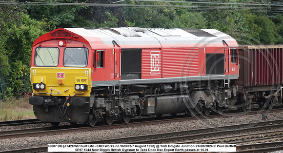 66007 DB [JT42CWR built GM - EMD Works no 968702-7 August 1998] @ York Holgate Junction 2024-08-21 © Paul Bartlett [1w]