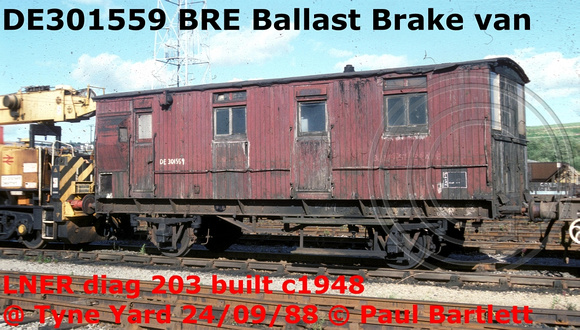 DE301559 Ballast Brake van at Tyne Yard 88-09-24[2]