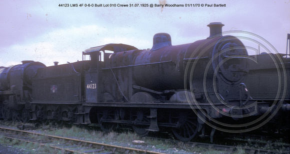 44123 LMS 4F 0-6-0 Built Lot 010 Crewe 31.07.1925 @ Barry Woodhams 70-11-01 � Paul Bartlett [1w]