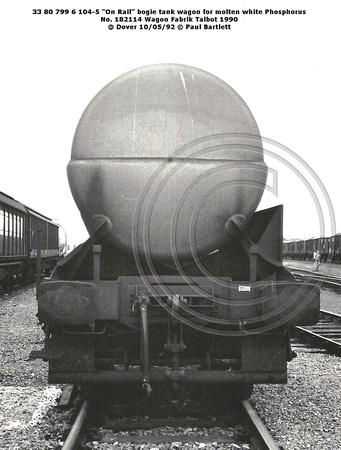 33 80 799 6 104-5 On Rail molten white Phosphorus @ Dover 92-05-10 © Paul Bartlett [4w]