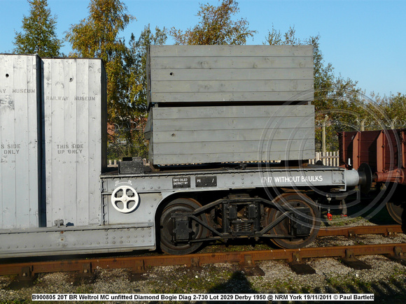 B900805 20T BR Weltrol MC unfitted Diamond Bogie Diag 2-730 Lot 2029 Derby 1950 @ NRM York 2011-11-19 © Paul Bartlett [7w]