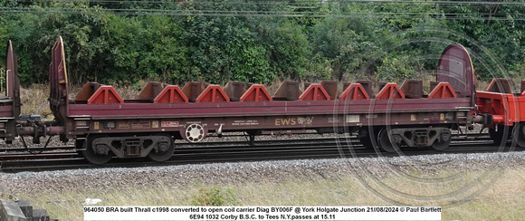 964050 BRA built Thrall c1998 converted to open coil carrier Diag BY006F @ York Holgate Junction 2024-08-21 © Paul Bartlett w