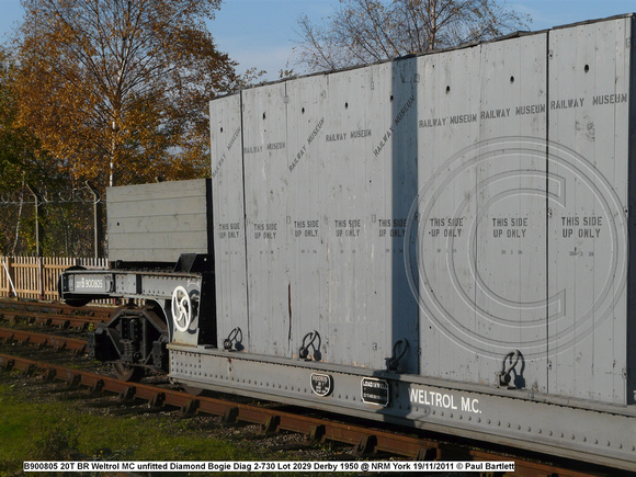 B900805 20T BR Weltrol MC unfitted Diamond Bogie Diag 2-730 Lot 2029 Derby 1950 @ NRM York 2011-11-19 © Paul Bartlett [3w]