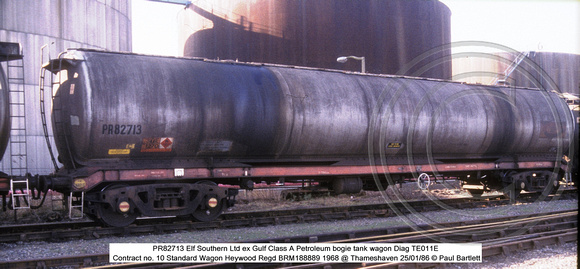 PR82713 Elf ex Gulf Petroleum bogie tank wagon @ Thameshaven 86-01-25 � Paul Bartlett w