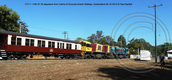 1771  1764 07.30 departure from Cairns of Kurunda Scenic Railway, Queensland 06-10-2014 � Paul Bartlett DSC07275